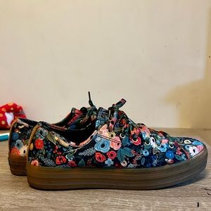 Keds rifle paper co satin floral platform sneakers